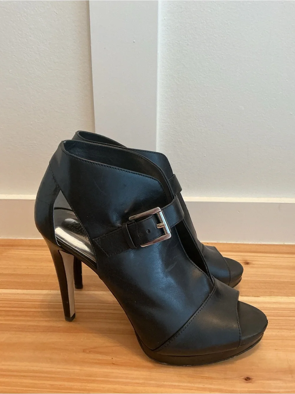 Michael Kors Black Peep-Toe Stiletto Booties